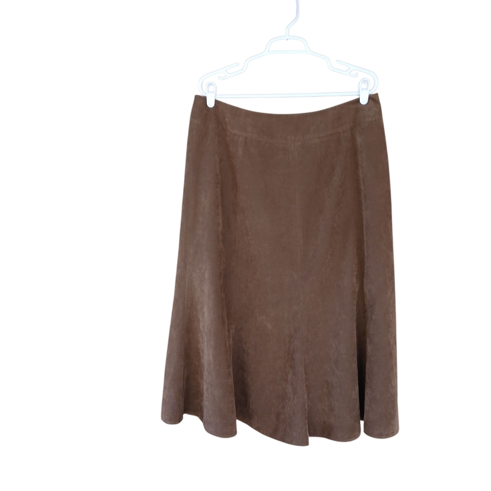 Judith Hart Collection Cognac A Line Microsuede Maxi Skirt Size 14